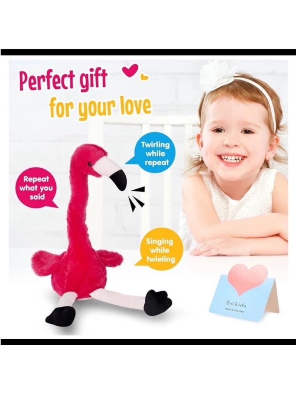 Flamingo doll that talks and repeats you brand new with tags